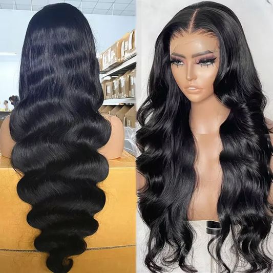 Natural black body wave wig with 13x4 HD lace and 300% density